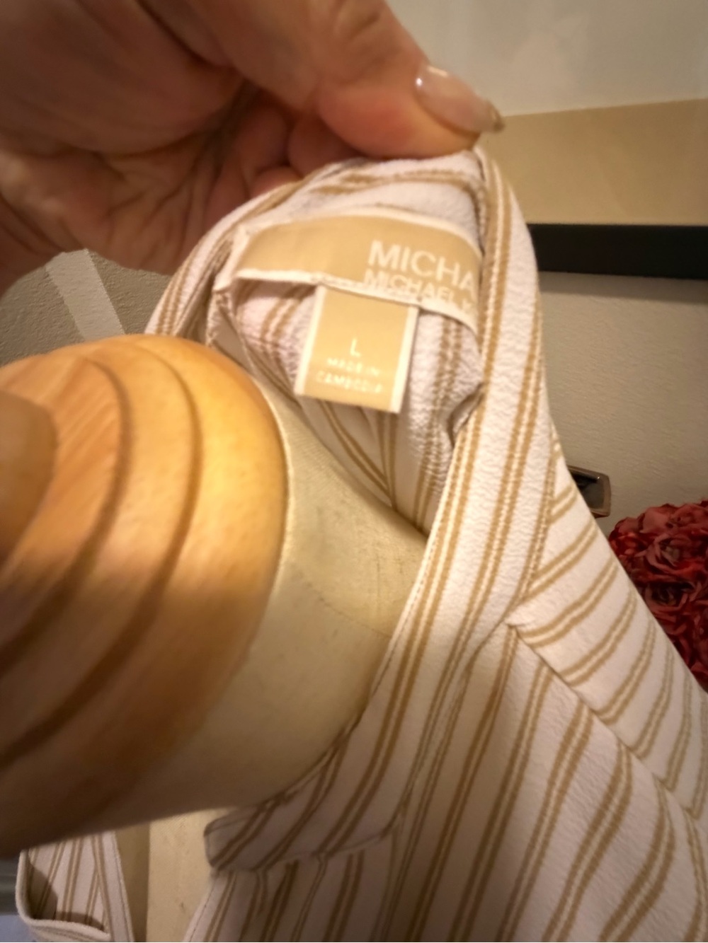 ****Set of 2 Michael Kors Cream and Tan Button-Down Shirt & 1 front zip - Picture 7 of 8